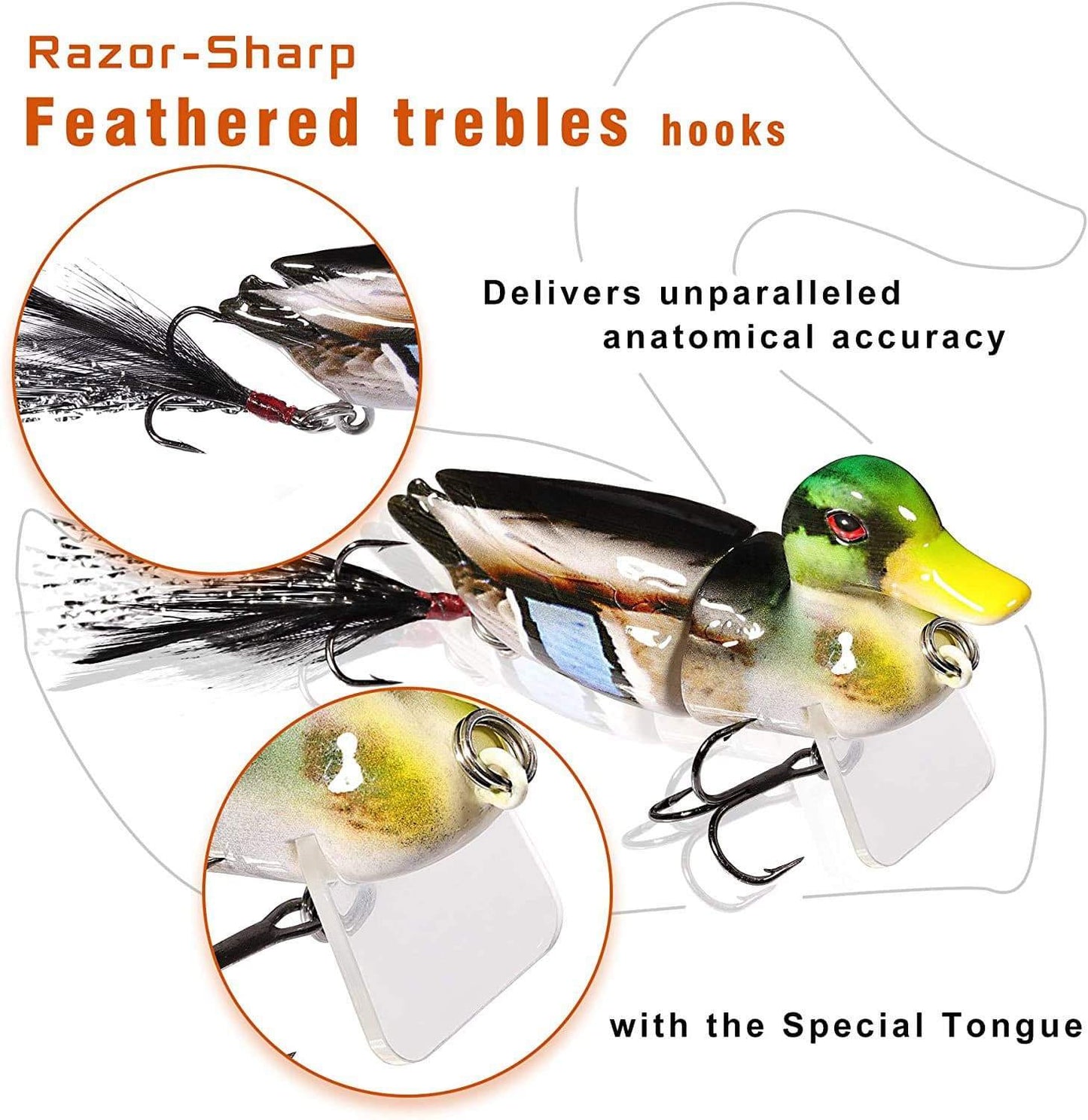 4 Pack Topwater Swimming Baby Duck Jointed lures