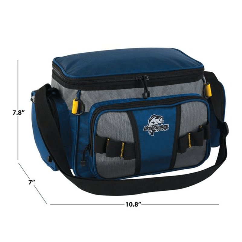 Small Soft-Sided Tackle Bag W/ 2 Medium Utility Lure Box Storage Containers Blue