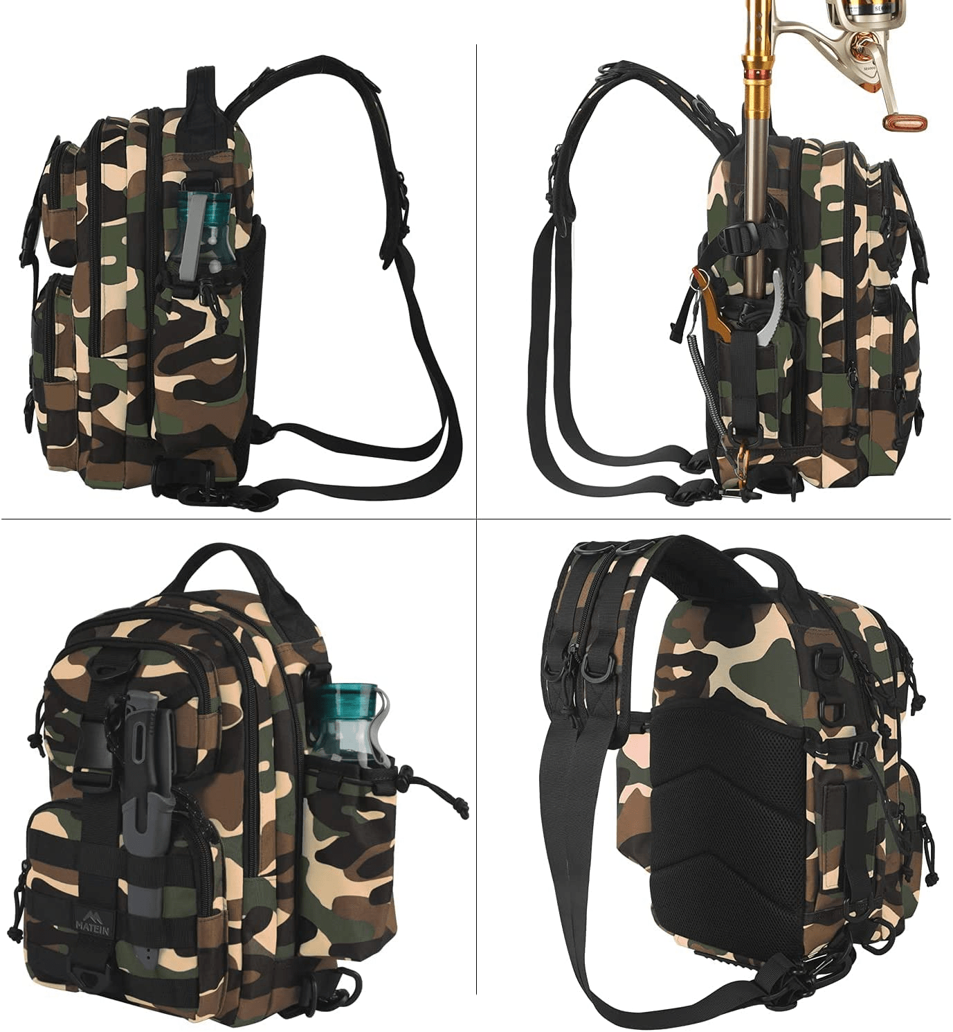 Camouflage Waterproof Fishing Backpack with Rod Holder 