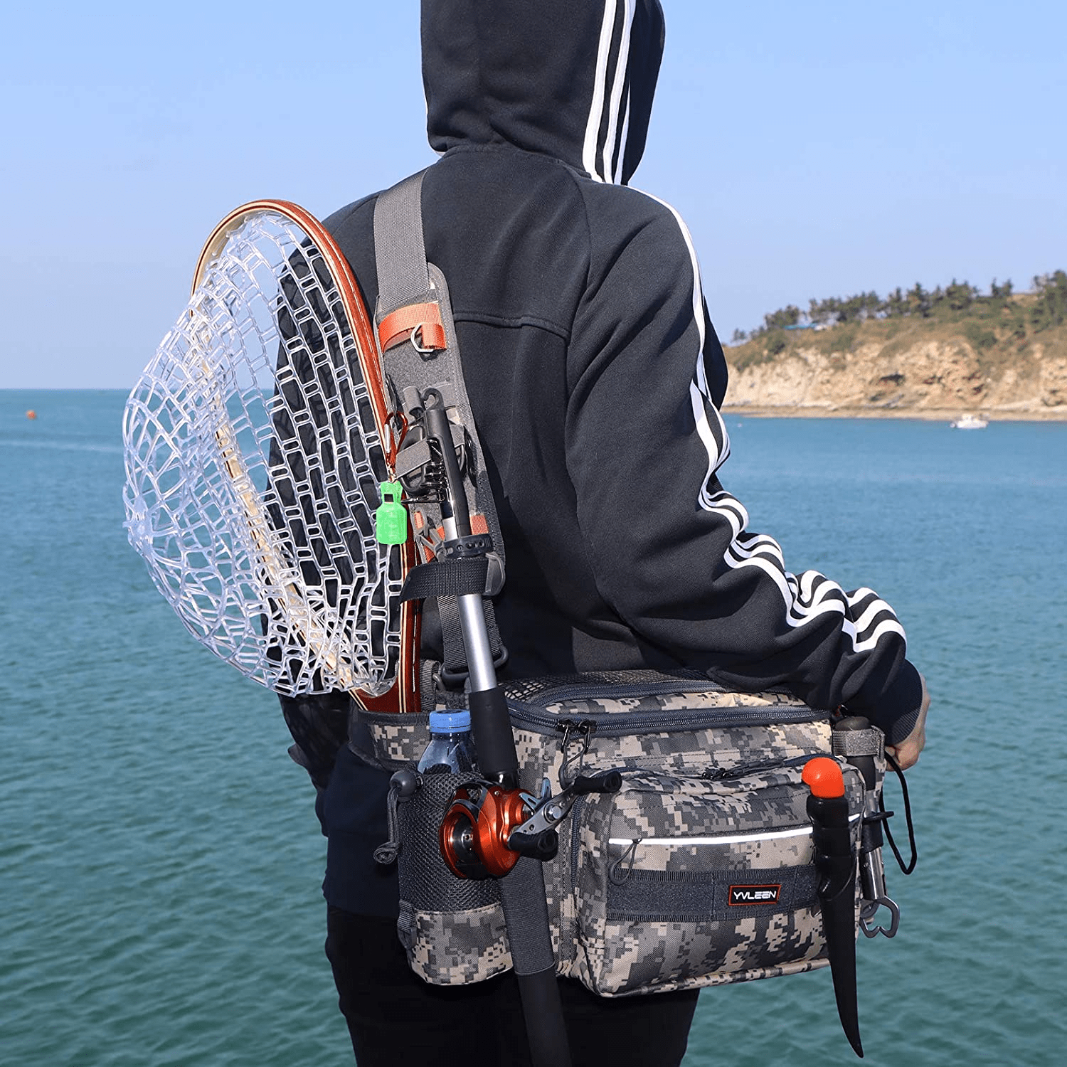  YVLEEN Sling Fishing Tackle Bag - Outdoor Fishing
