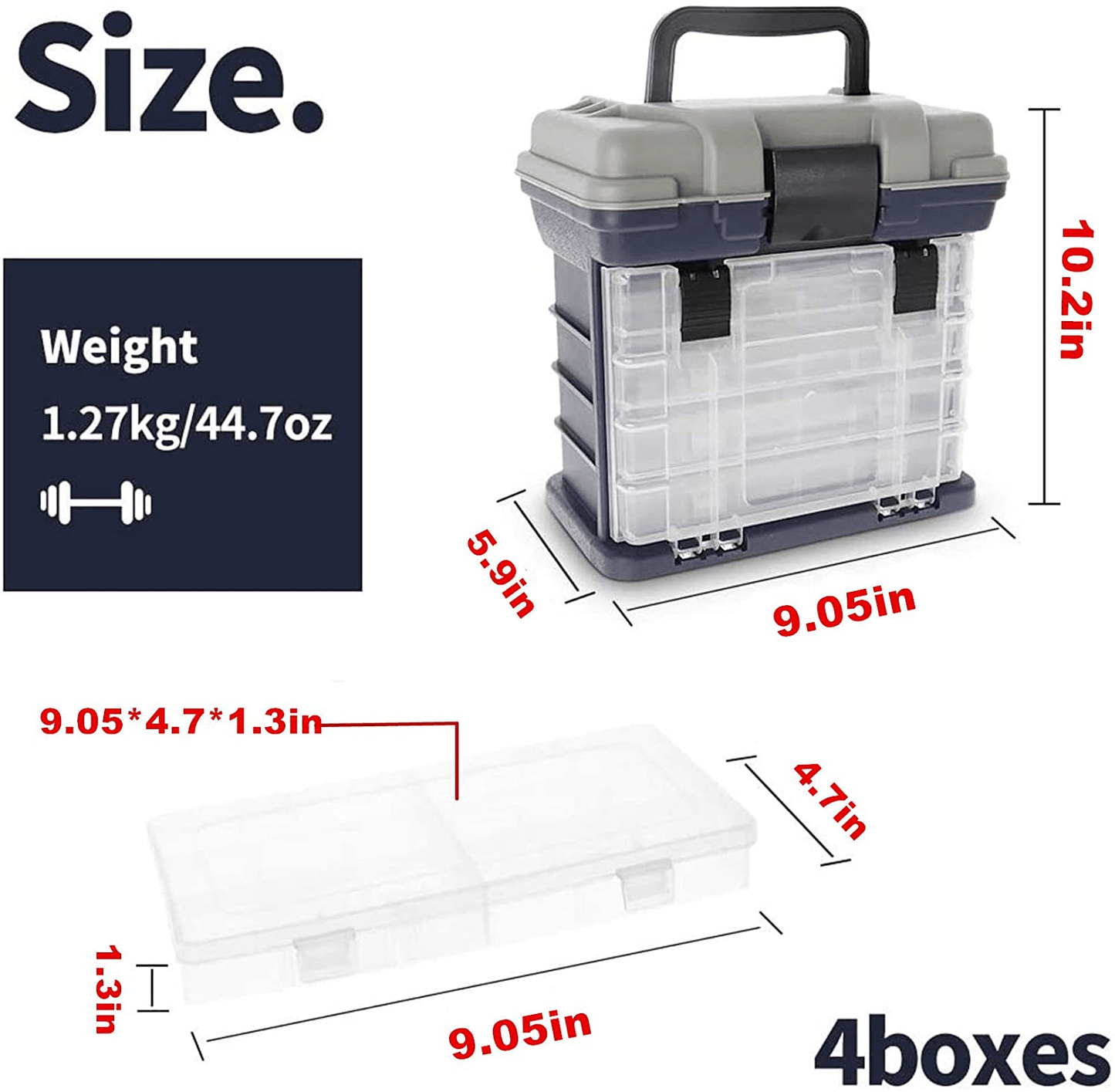 Croch Fishing Tackle Box with Portable 4 Layers Box，Bulk Storage under Lid Giving Room to Carry All Kinds of Fishing Accessories, Including Fishing Lures, Sinkers, Floats, Line and so On.
