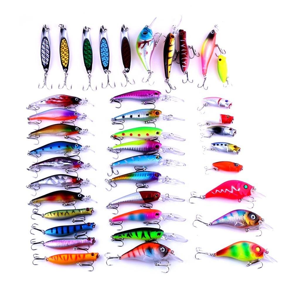 39 Piece Mixed Fishing Lure Combo Set Crankbaits, Spoons, & Poppers