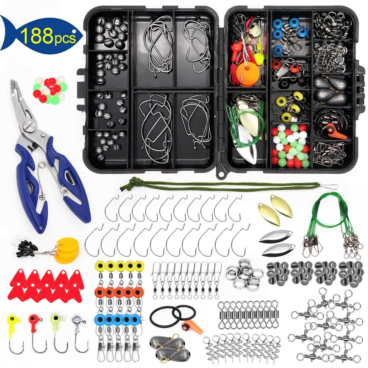 Otterk 188PC Fishing Accessories Kit set with Tackle Box